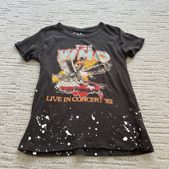 Chaster The Who Tour Womens Top Shirt Size Small Black Paint Splatter Band Tee - Picture 4 of 8